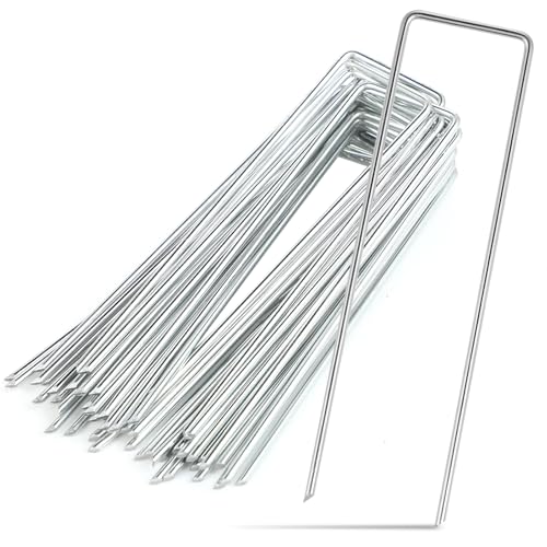 Erdanker - Erdspieß - Erdanker aus Stahl - 50 Stück rostfreie Stahl-Bodenanker - verzinkt - 150 mm lang - 25 mm breit - 3 mm Durchmesser - ideal für Unkrautvlies, Gartenfolie, Zaun und Camping von KITDAHOM
