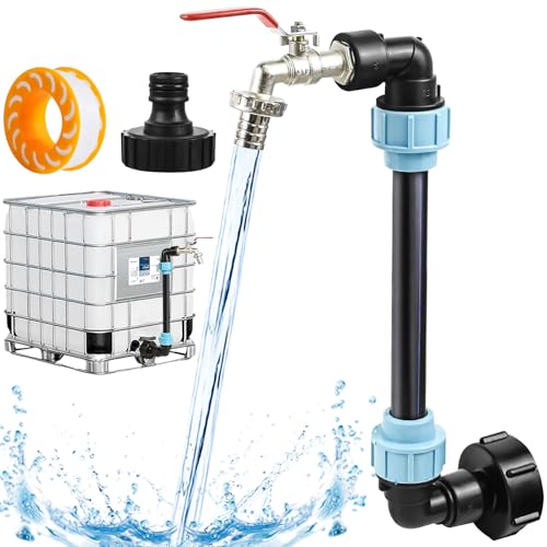 IBC Schwanenhals Auslaufhahn – 3/4" IBC Adapter – S60x6 Absperrhahn – Ideal zum Befüllen von Gießkannen – Für Regenwassertank, Regentonne, IBC Container geeignet von KITDAHOM
