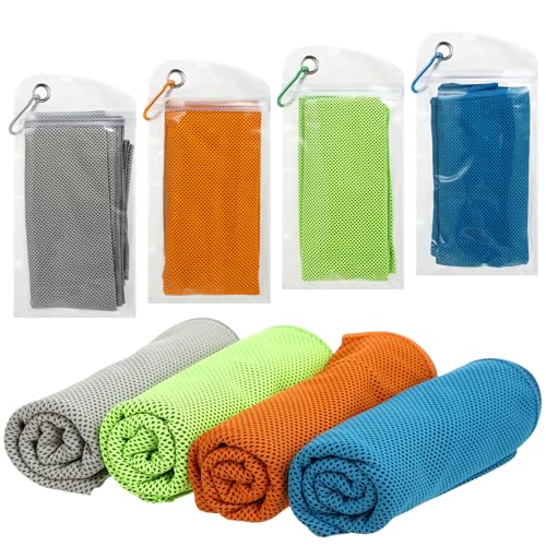 KITDAHOM 4er Set Kühlhandtuch - Schweißtuch - Kühlendes Handtuch, 100 × 30 cm, Eishandtuch aus Mikrofaser, stark saugfähig, schnelle Kühlung, leicht zu transportieren, für Sport, Fitness, Reisen von KITDAHOM