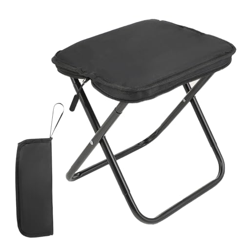 Einziehbarer Klapphocker für Camping - Tragbarer Campinghocker 31 x 16 x 6cm - Kohlenstoffstahl - Zusammenklappbar auf Taschenformat - Für Camping, Wandern, Outdoor (Schwarz) von KITDAHOM