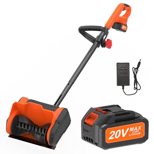 600W Akku-Schneefräse 20V-Bis 6m Schneewurf & 16cm Höhe-4000mAh Akku für Hof & Gehweg (Orange 01) von KITESDER