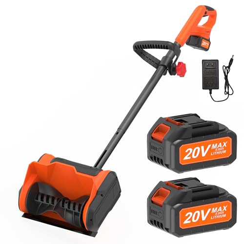 600W Akku-Schneefräse 20V-Bis 6m Schneewurf & 16cm Höhe-4000mAh Akku für Hof & Gehweg (Orange 02) von KITESDER