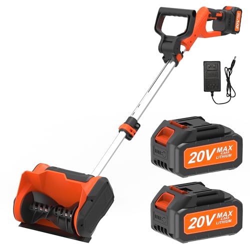 600W Akku-Schneefräse 20V-Bis 6m Schneewurf & 16cm Höhe-4000mAh Akku für Hof & Gehweg (Orange 05) von KITESDER
