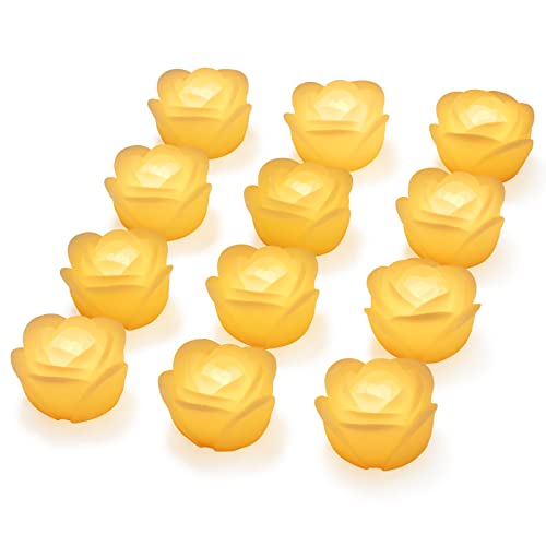 Flammlose Schwimmende LED Wachs Kerzen - Wasser Aktivierte batterie Flackernde Teelicht Kerze für Zylinder Vase Hochzeit Party Mittelstücke Pool SPA 150+ Stunden Dekor (Warmweiß-Rose, 12 Stück) von KITOSUN