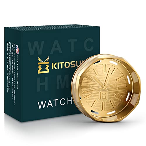 KITOSUN Edelstahl Smokebox | WatchHMD Holzkohle-Wärmemanagementgerät | Edelstahl HMD Kohlenhalter | Leicht zu Halten 3 Stück 26 mm Kokosnuss-Kohlewürfel (APwatchHMD-Gold) von KITOSUN