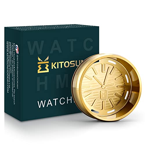 KITOSUN Edelstahl Smokebox | WatchHMD Holzkohle-Wärmemanagementgerät | Edelstahl HMD Kohlenhalter | Leicht zu Halten 3 Stück 26 mm Kokosnuss-Kohlewürfel (OwatchHMD-Gold) von KITOSUN