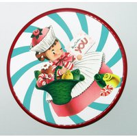 Retro-Weihnachtsdose Peppermint Twist Sweet Shop Girl Urlaub Behälter 50Er Jahre Stil Süßigkeiten Keksdose Kitschmas Leckereien Dose von KITSCHMASSHOP