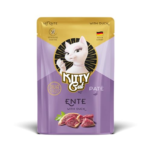 KITTY Cat Paté Ente, 48 x 85 g (Großpackung), Nassfutter für Katzen, getreidefreies Katzenfutter mit Taurin und Lachsöl, Alleinfuttermittel mit hohem Fleischanteil, Made in Germany von Soul Pet