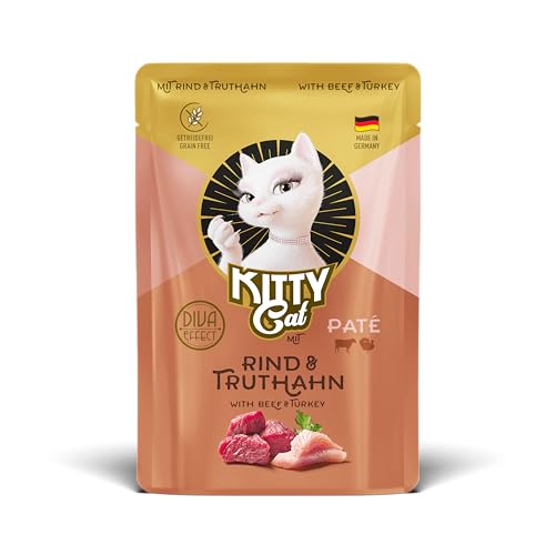 KITTY Cat Paté Rind & Truthahn, 48 x 85 g (Großpackung), Nassfutter für Katzen, getreidefreies Katzenfutter mit Taurin und Lachsöl, Alleinfuttermittel mit hohem Fleischanteil, Made in Germany von Soul Pet