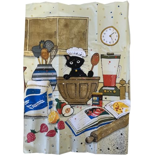 KIUB Küchentuch aus Baumwolle mit Katzen – Motiv Katze Gebäck, Action dans sa Cuisine – Größe 50 x 70 cm von KIUB