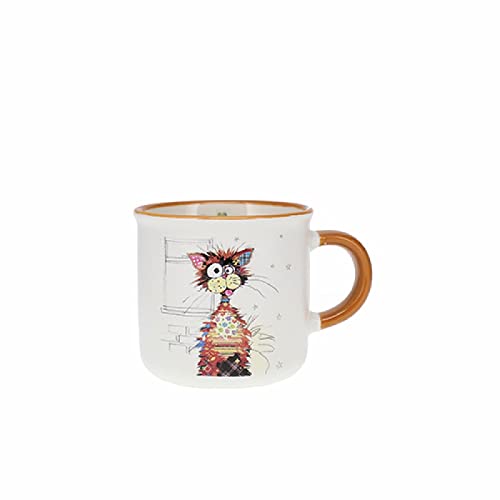 KIUB Mini-Tasse für Espresso mit Tieren – Motiv Katze braun stilisiert Ziggy – Höhe 6,5 cm – feines Porzellan von KIUB