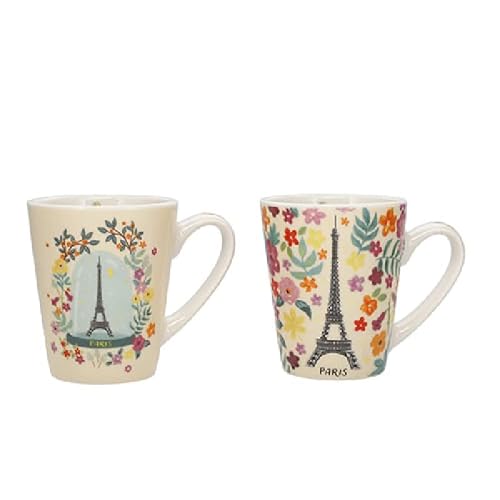 KIUB Set mit 2 Mini-Tassen Paris Eiffelturm – Motiv Paris je t'adore, feines Porzellan und Höhe 7,5 cm – passende Box von KIUB