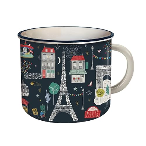 KIUB - Tasse Paris Eiffelturm – Motiv alle Symbole von Paris und Frankreich – Nachtsicht – Material feines Porzellan – Fassungsvermögen 420 ml von KIUB