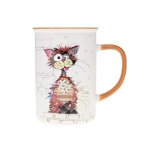 KIUB Tasse mit Tieren, Bauernhof, Geweide und Bergen – Motiv Katze braun – Material feines Porzellan – Fassungsvermögen 360 ml KIUB Tasse mit Tieren, Bauernhof, Geweide und Bergen – Motiv Katze braun – Material feines Porzellan – Fassungsvermögen 360 ml von KIUB