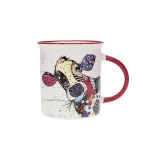 KIUB Tasse mit Tieren, Bauernhof, Geweide und Bergen – Motiv Kuh – feines Porzellan – Fassungsvermögen: 320 ml von KIUB