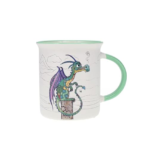 KIUB Tasse mit Tieren des Schließens, Wäldern und Bergen – Motiv grüner Drache – Material feines Porzellan – Fassungsvermögen 320 ml von KIUB