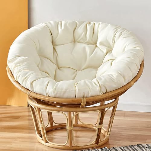 KIUGOP Papasansessel Kissen,Rund Papasan Sessel,Polster Für Papasansessel,Auflage,Polyrattan Sessel Hängesessel Kissen Papasan Stuhlkissen,Weiß,60x60cm von KIUGOP