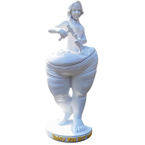 KIUGOP Statue Abnehmende Göttin Wohnzimmer Skulptur, Fat Lady Figur Modell Fitness Yoga Heim Schreibtischen Dekoration Handgemacht Schlafzimmer Studio Gym Handwerk Figuren Wohnkultur,Weiß von KIUGOP