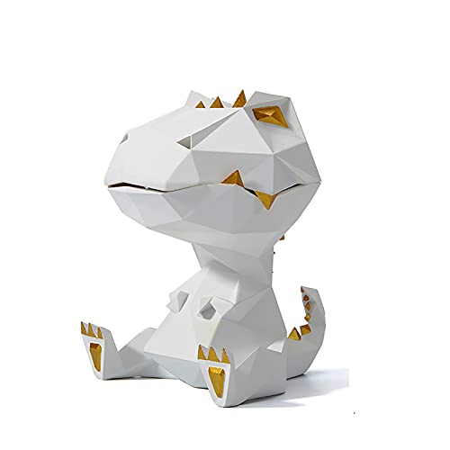 KIUGOP Vorratsdosen Keksdose Dinosaurier Figur Skulptur Moderne Dekor Resin Cookie Storage Jar,Weiß von KIUGOP