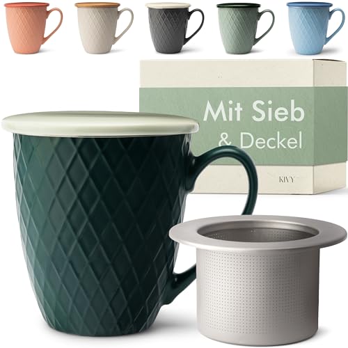 KIVY Große Teetasse mit Deckel und Sieb - 650ml - XXL Tasse Groß - Teetasse mit Sieb - Teetasse Groß - Jumbotasse - Tasse mit Deckel - Teebecher - Teetassen - Große Tasse XXL - Tee Tassen Gross von KIVY