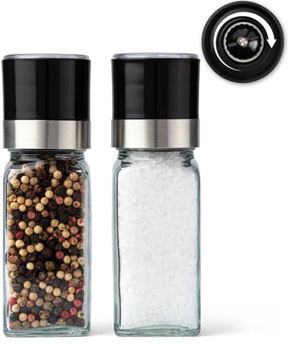KIVY Salz und Pfeffermühle 2er Set - Verstellbares Keramikmahlwerk - Gewürzmühle - Pfeffer und Salzmühle für grobes Salz - Chili Mühle Klein - Pfeffer salz Mühlenset von KIVY