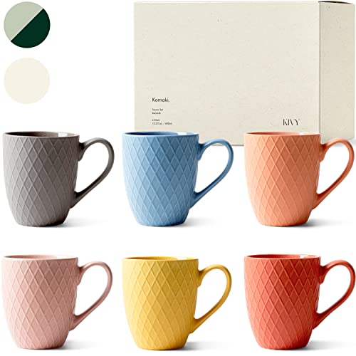 KIVY Tassen Set 6er x 400ml - Große Kaffeetassen Set 6er - Kaffeetasse groß - Teetassen Set - Kaffee Tassen Sets - Kaffeebecher Keramik Becher - Bechersets - Kaffeepott Modern - Kaffeehäferl von KIVY