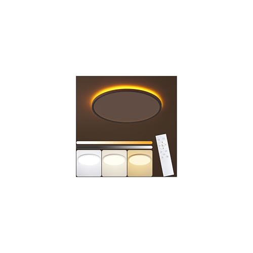 KIWIVIC LED Deckenleuchte Dimmbar, 32W Deckenlampe Flach mit Fernbedienung, 1800K Nachtlicht Warm, Ultra Dünn Deckenleuchte Flach für Schlafzimmer Kinderzimmer Wohnzimmer Küche, Ø39cm Weiss von KIWIVIC