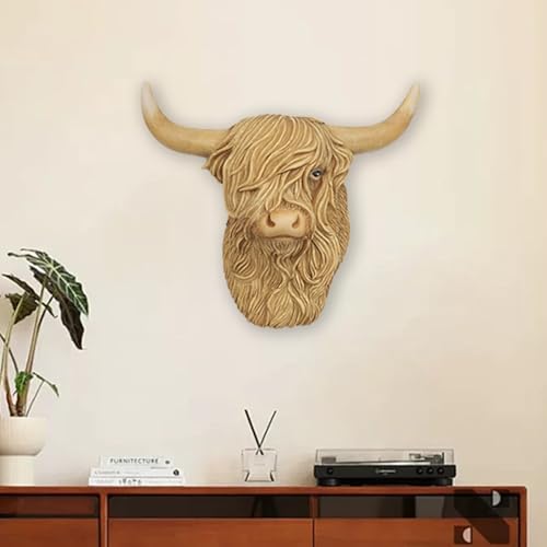 Highland-Kuh-Dekoration, Harz-Highland-Kuhkopf-Wanddekoration, Highland-Kuh-Ornamente, Stierkopf-Wanddekoration, Wandkunst, Tierköpfe For Die Wand(Brown) von KIWZXKA