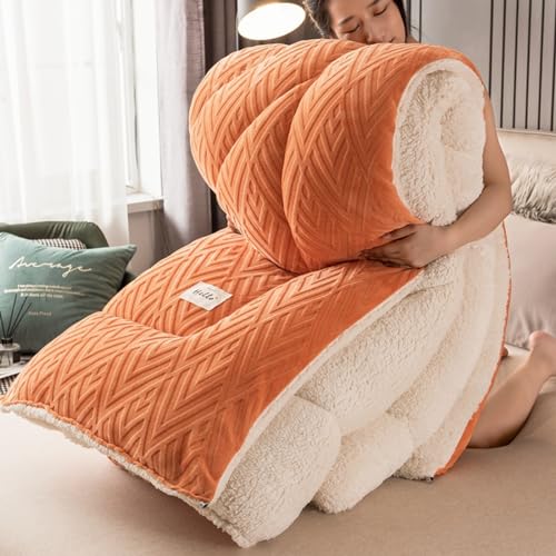 Warmer, dicker Lammwoll-Steppkern, Winterwärme-Steppdecke, Sherpa-Winterdecke mit Steppdecke, verdickte Steppdecke, Lammwolle-Wintersteppdecken, flauschige Decken – verschiedene Größen ( Color : A , S von KIWZXKA