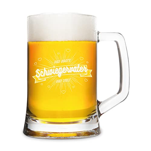 KIXY Bierkrug von Montana Geschenk Vatertag Gravur Bierseidel Glas - Der beste Schwiegervater der Welt von KIXY