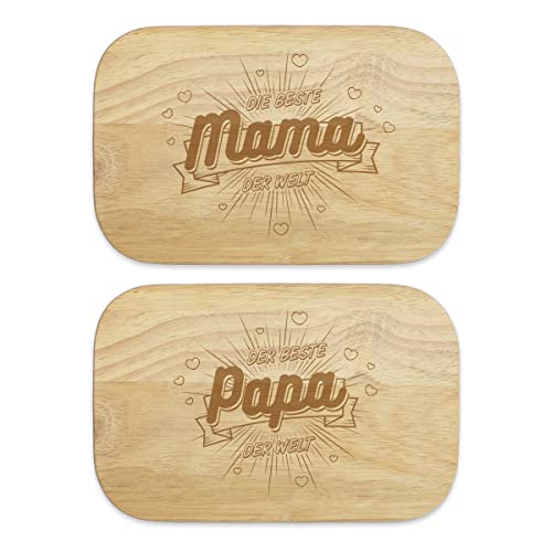 KIXY Breakfast Board Hardwood Gift Christmas Birthday Father's Day Mother's Day – Best Mama und Papa (Set) von KIXY