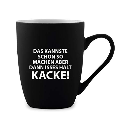 KIXY Tasse 300 ml Keramik gummiert Schwarz Witziges Lustiges Geschenk - Kannste machen von KIXY