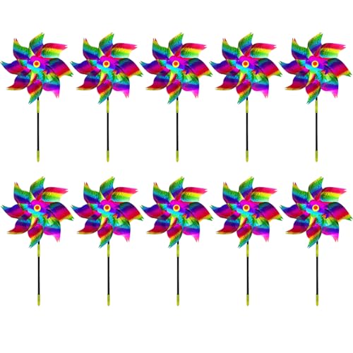 KIXZSAZ 10 stücke Elegante Windmühle Für Garten Balkon Glatte Rotation ABS Windmühle Garten Vogel Repeller Vogel Erschrecken Vogelscheuche Hof, Typ+4 von KIXZSAZ