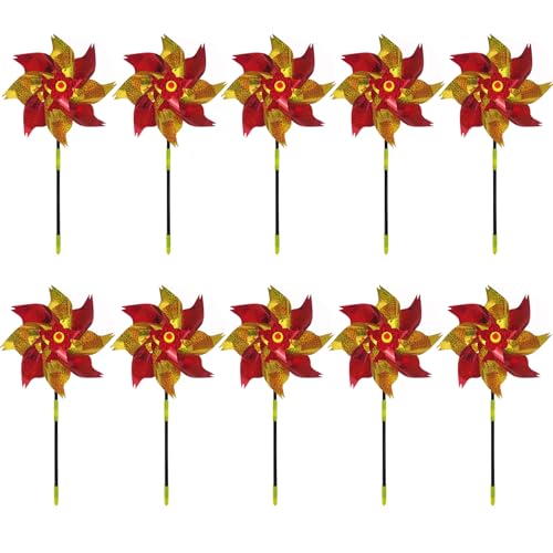KIXZSAZ 10 stücke Elegante Windmühle Für Garten Balkon Glatte Rotation ABS Windmühle Garten Vogel Repeller Vogel Erschrecken Vogelscheuche Hof, Typ+5 von KIXZSAZ