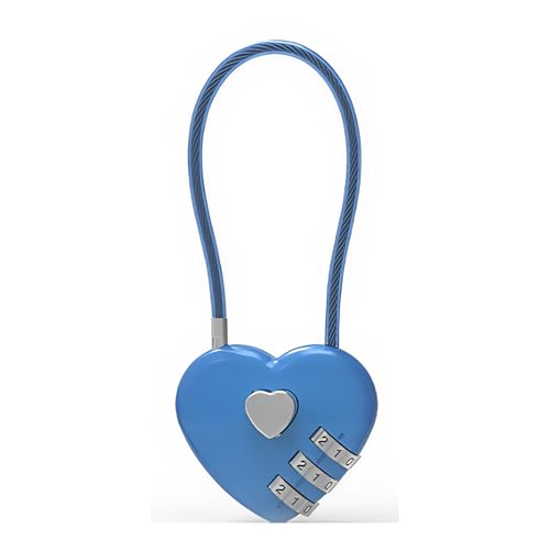 KIXZSAZ 2 teiliges herzförmiges Zahlenschloss, herzförmige Kombination langlebig, für Aufbewahrungstag und Outdoor Kombination, Blau, 06U (50CM) von KIXZSAZ