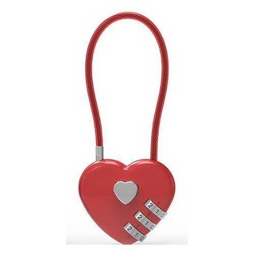 KIXZSAZ 2 teiliges herzförmiges Zahlenschloss, herzförmige Kombination langlebig, für Aufbewahrungstag und Outdoor Kombination, Rot, 06U (50CM) von KIXZSAZ