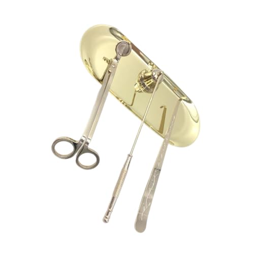 KIXZSAZ 4 Stück/Set Kerzendocht Schere Trimmer Tablett Kerzenkern Haken Dipper Tool Kit Zubehör für Schlafzimmer Wohnzimmer, Gold KIXZSAZ 4 Stück/Set Kerzendocht Schere Trimmer Tablett Kerzenkern Haken Dipper Tool Kit Zubehör für Schlafzimmer Wohnzimmer, Gold von KIXZSAZ