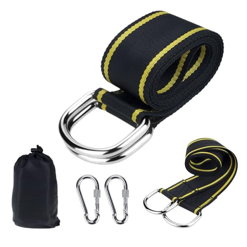 KIXZSAZ Baumschaukel Hängeset Riemen Verstellbare Aufbewahrungstasche Karabiner Set Tragbare Garten Hängematte Bett Stuhl Zubehör, Schwarz Gelb KIXZSAZ Baumschaukel Hängeset Riemen Verstellbare Aufbewahrungstasche Karabiner Set Tragbare Garten Hängematte Bett Stuhl Zubehör, Schwarz Gelb von KIXZSAZ