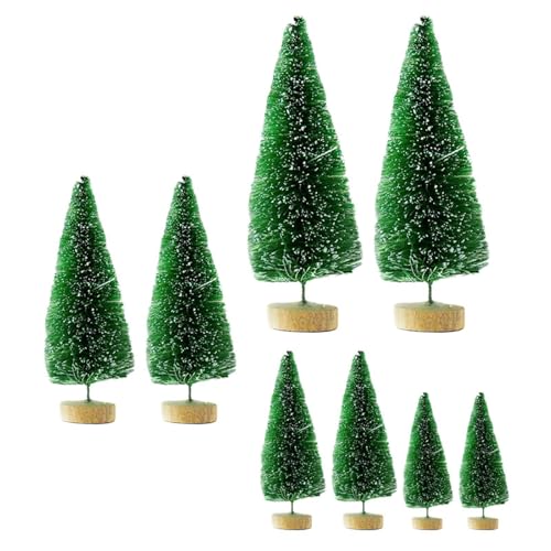 KIXZSAZ Bündel mit 8 bezaubernden Miniatur Kiefernbaum Ornamenten für die Weihnachtsfeier auf dem Schreibtisch, Hellgrün von KIXZSAZ