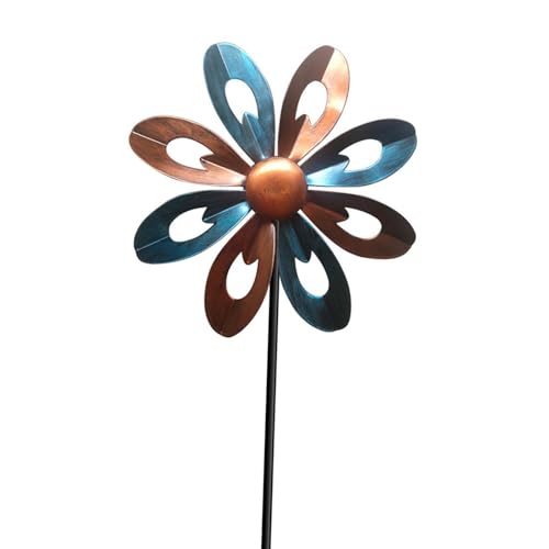 KIXZSAZ Dekoratives Outdoor Windspiel, Kunst rotierende Windmühle für Rasen und Garten, Rot Gold Blau, 22x9.5x68cm KIXZSAZ Dekoratives Outdoor Windspiel, Kunst rotierende Windmühle für Rasen und Garten, Rot Gold Blau, 22x9.5x68cm von KIXZSAZ
