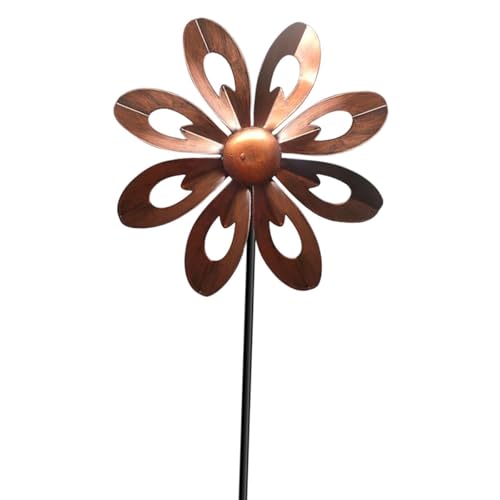 KIXZSAZ Dekoratives Outdoor Windspiel, Kunst rotierende Windmühle für Rasen und Garten, rotes Gold, 22x9.5x68cm von KIXZSAZ