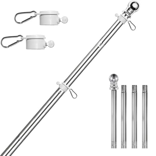 KIXZSAZ Edelstahl Kit 5FT Stahlfahnenmast mit ° Fahnenmast geeignet Wohnwand Fahnenmast, geeignete Flaggen, silbrig von KIXZSAZ