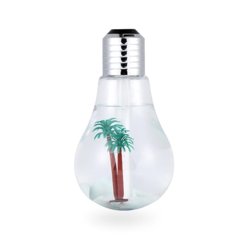 KIXZSAZ Glühbirne Luftbefeuchter 400 ml LED Desktop Misting Aroma Diffusor Nachfüllbar Nachtbefeuchtung Tragbarer Nebelhersteller, Weißer Stein Silber KIXZSAZ Glühbirne Luftbefeuchter 400 ml LED Desktop Misting Aroma Diffusor Nachfüllbar Nachtbefeuchtung Tragbarer Nebelhersteller, Weißer Stein Silber von KIXZSAZ
