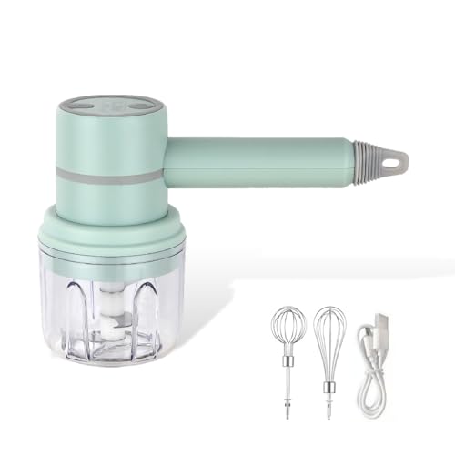 KIXZSAZ Kabelloser tragbarer Mixer Handmixer USB wiederaufladbar abnehmbarer wasserdichter Schneebesen Küche Backen, Grün von KIXZSAZ