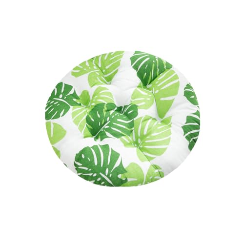 KIXZSAZ Set 4 Sitzkissen Stuhlkissen 40 x 40 cm Gartenstuhl Balkon Terrasse Sitzauflage Runde Multifunktionskissen, Grünes Barbarablatt, 1 von KIXZSAZ