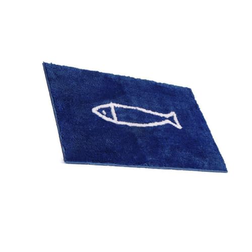 KIXZSAZ Stilvolle rutschfeste Badematte für EIN sicheres und Elegantes Badezimmer. rutschfeste Duschmatte aus Plüsch, rutschfeste Badematte, Badezimmerteppich, weiß und blau von KIXZSAZ