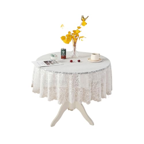 KIXZSAZ Strapazierfähige Tischdecke, leicht zu waschen und mit verschiedenen Mustern erhältlich. Runde Tischdecken aus Spitze in verschiedenen Größen erhältlich. Elegant, Eisblume, 150cm von KIXZSAZ