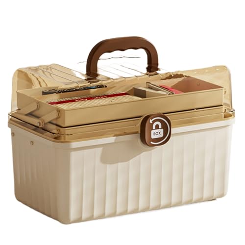 KIXZSAZ Tragbare Box mit 3 Fächern und erstem Griff aus ABS für Pillen, praktischer Koffer mit Versiegelung für tragbare Pillen, Bild extra groß, 32 * 18 * 22 von KIXZSAZ