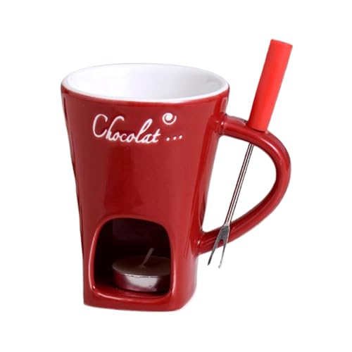 KIXZSAZ Tragbare Käse Schmelzen Keramik Tasse Für Fondue Liebhaber Keramik Eintopf Tasse Set Persönliche Eintopf Heizung Lebensmittel, Rot von KIXZSAZ