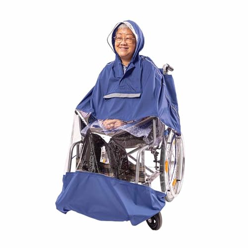 KIXZSAZ Transparente Rollstuhltasche für regnerischen Regen für Erwachsene, reflektierender Regenmantel für elektrisches Nylon und leicht zu reinigen für Erwachsene, L von KIXZSAZ